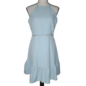 BLUE RAIN blue cutout halter aline mini dress